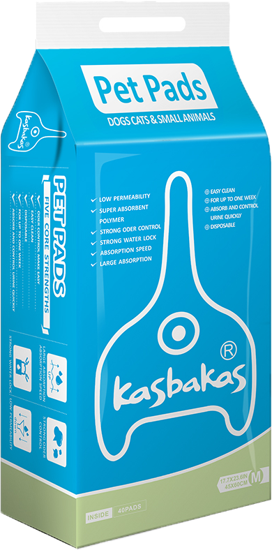 Kasbakas Size M disposable training pads for small and medium dogs — 40 pads per pack, 45 × 60 cm