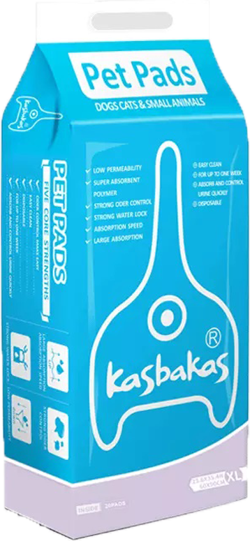 Kasbakas Size XL dog training pads for large dogs and crates — 20 pads per pack, 60 × 90 cm